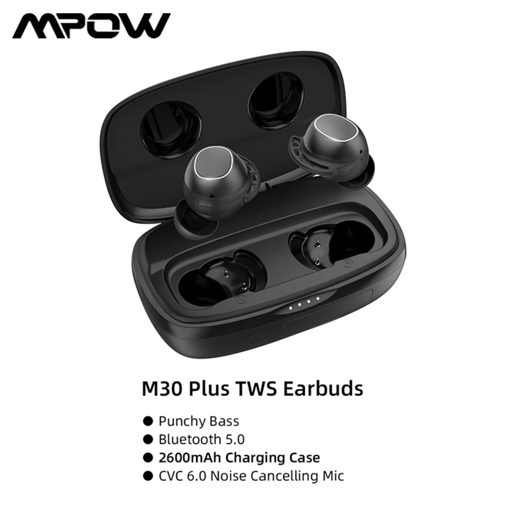 Mpow M30 Plus Bluetooth 5,0 наушники; Настоящие беспроводные наушники; Сенсорное управление; IPX8 водонепроницаемые наушники с зарядным чехлом 2600 мАч
Mpow M30 Plus Bluetooth 5,0 наушники; Настоящие беспроводные наушники; Сенсорное управление; IPX8 водонепроницаемые наушники с зарядным чехлом 2600 мАч