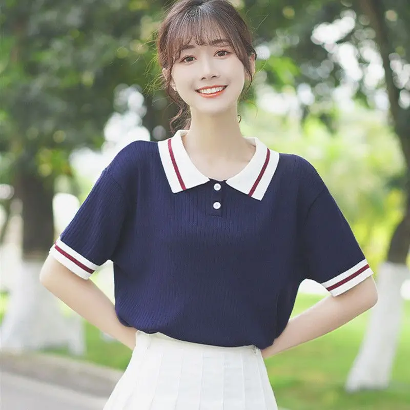 All Season Fashion Woman Solid Casual Striped Lapel V-Neck Pullover Women's Slim Tees Soft Student College Style Lovely
All Season Fashion Woman Solid Casual Striped Lapel V-Neck Pullover Women's Slim Tees Soft Student College Style Lovely