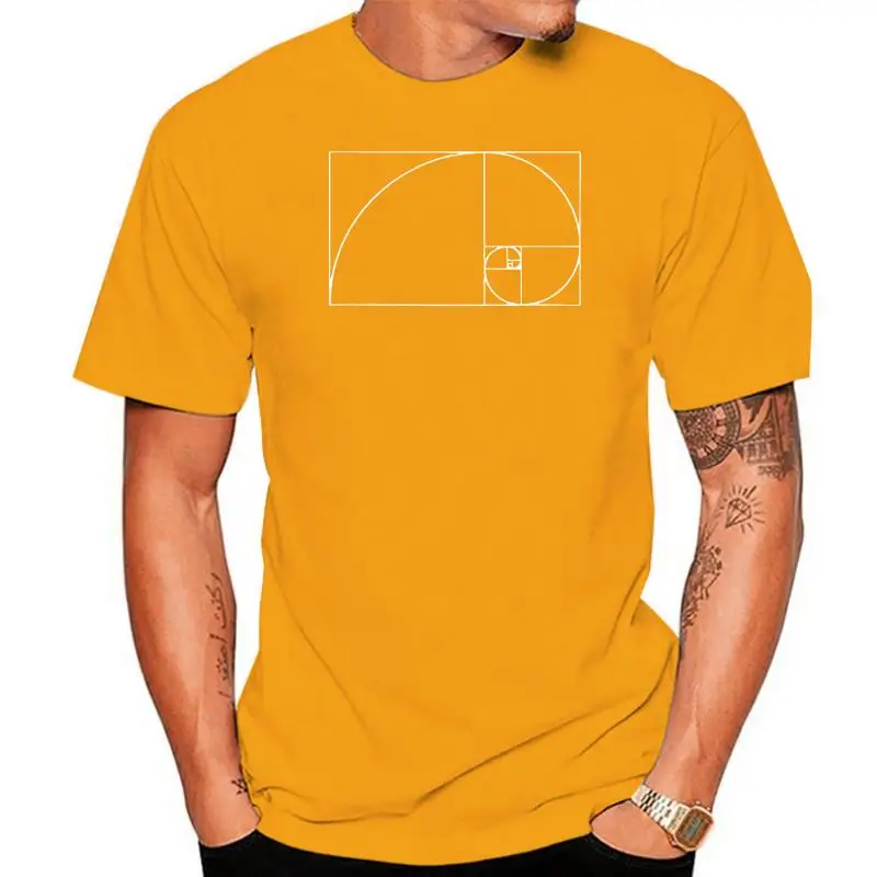 

Мужская футболка из 100% хлопка с круглым вырезом и принтом на заказ, Золотая спиральная футболка с золотым соотношением Phi Fibonacci, женская футб...