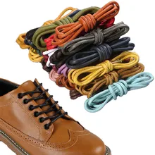 1Pair Cotton Waxed Leather Shoe Round Waxing Shoelaces Durable Polyester Shoelaces Boots Lace Waterproof Leather Shoelace18Color