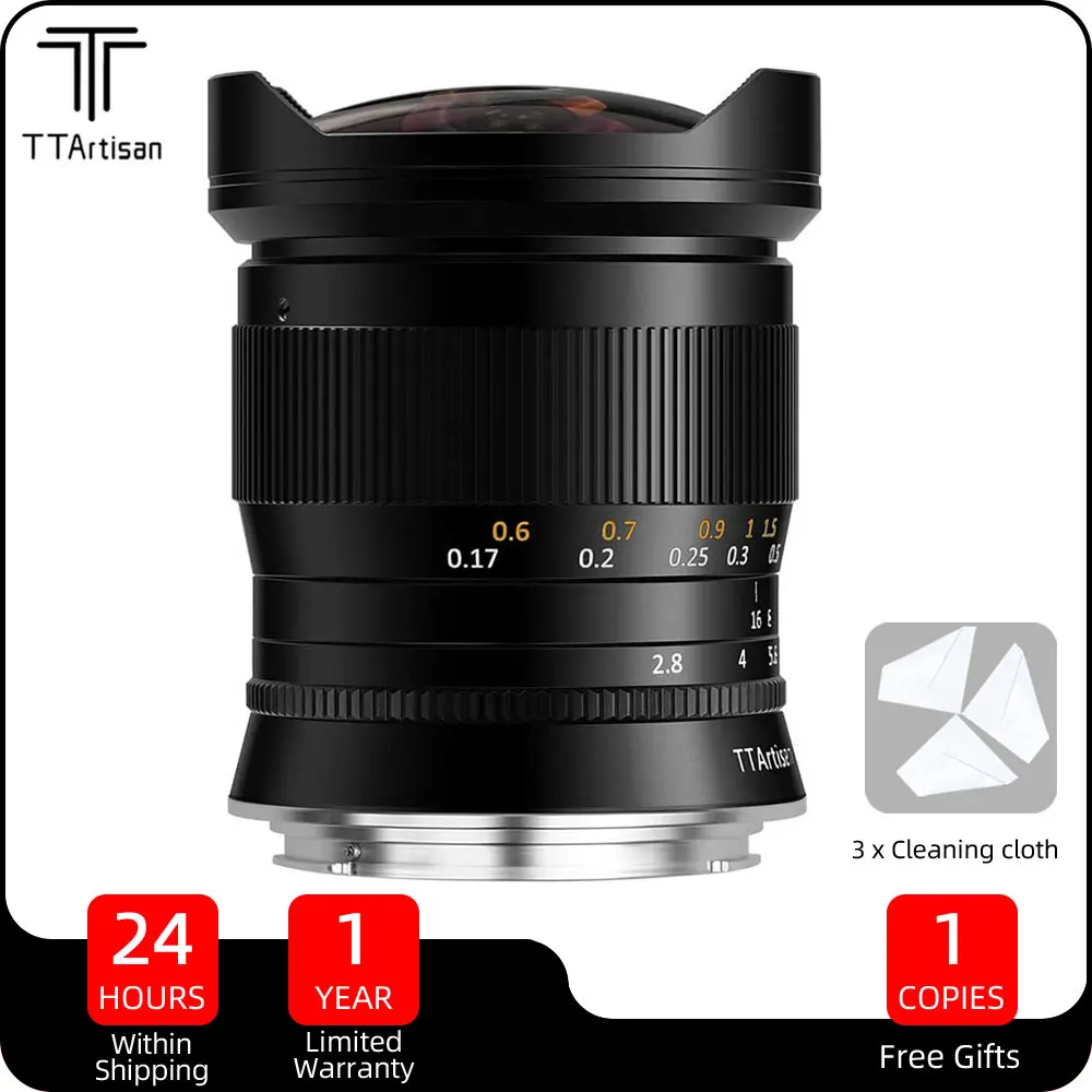 

TTArtisan 11mm F2.8 Full Frame Fisheye Wide Angle Lens for Canon EOS-R EF Sony E Nikon Z F Fujifilm Fuji GFX Leica Sigma Lumix L