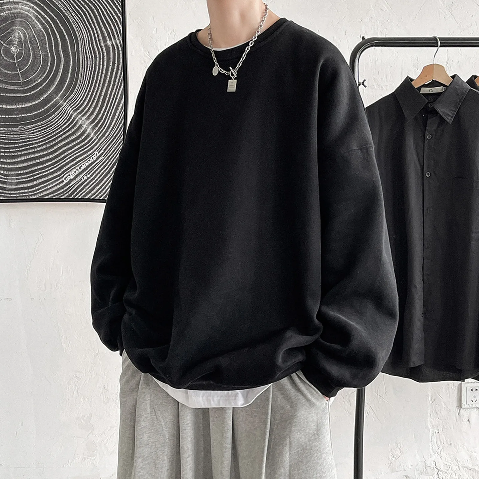 Loose Pullover Sweatshirts Solid Color Sweatshirt Oversized Sweater Round Neck Men's Sweatshirt Long Sleeve Harajuku Sudaderas
Loose Pullover Sweatshirts Solid Color Sweatshirt Oversized Sweater Round Neck Men's Sweatshirt Long Sleeve Harajuku Sudaderas