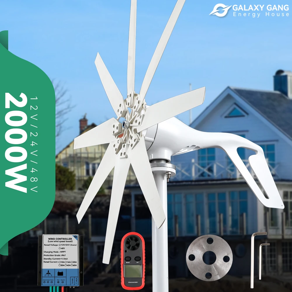 Small Wind Turbine Free Energy 2kw 3kw 48v 24v 12v 6 Blades With MPPT/Charge Controller Windmills RV Yacht Farm For Home Use
Small Wind Turbine Free Energy 2kw 3kw 48v 24v 12v 6 Blades With MPPT/Charge Controller Windmills RV Yacht Farm For Home Use