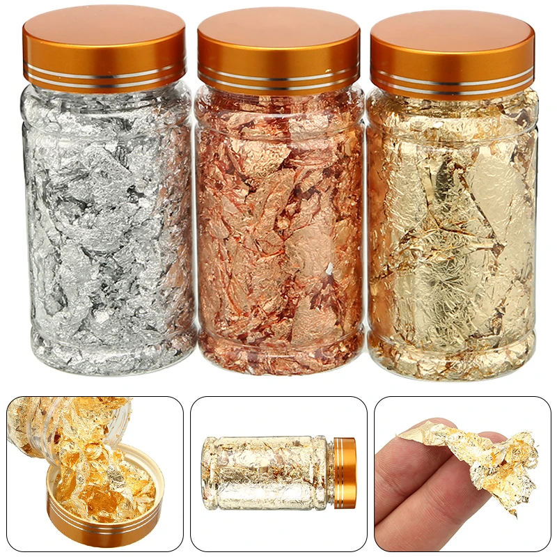 3pcs 5g Gold Silver Leaf Flakes Foil Paper Nail Shinny Decoration Supplies High Quality DIY Nail Art Painting Material
3pcs 5g Gold Silver Leaf Flakes Foil Paper Nail Shinny Decoration Supplies High Quality DIY Nail Art Painting Material