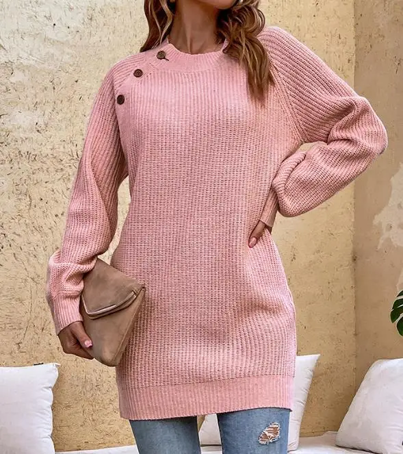 Button Design Pullover Autumn and Winter 2023 Commuting Round Neck New Solid Color Lantern Sleeve Fashion Long Sweater for Women
Button Design Pullover Autumn and Winter 2023 Commuting Round Neck New Solid Color Lantern Sleeve Fashion Long Sweater for Women