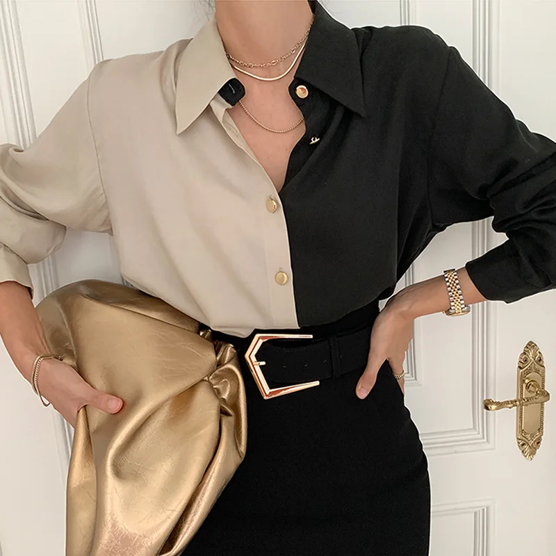 Fashion Elegant Office Lady Blouse Women Retro Lapel Patchwork Chic Casual Long Sleeve Buttons Shirts OL Lady blusas Female Tops
Fashion Elegant Office Lady Blouse Women Retro Lapel Patchwork Chic Casual Long Sleeve Buttons Shirts OL Lady blusas Female Tops