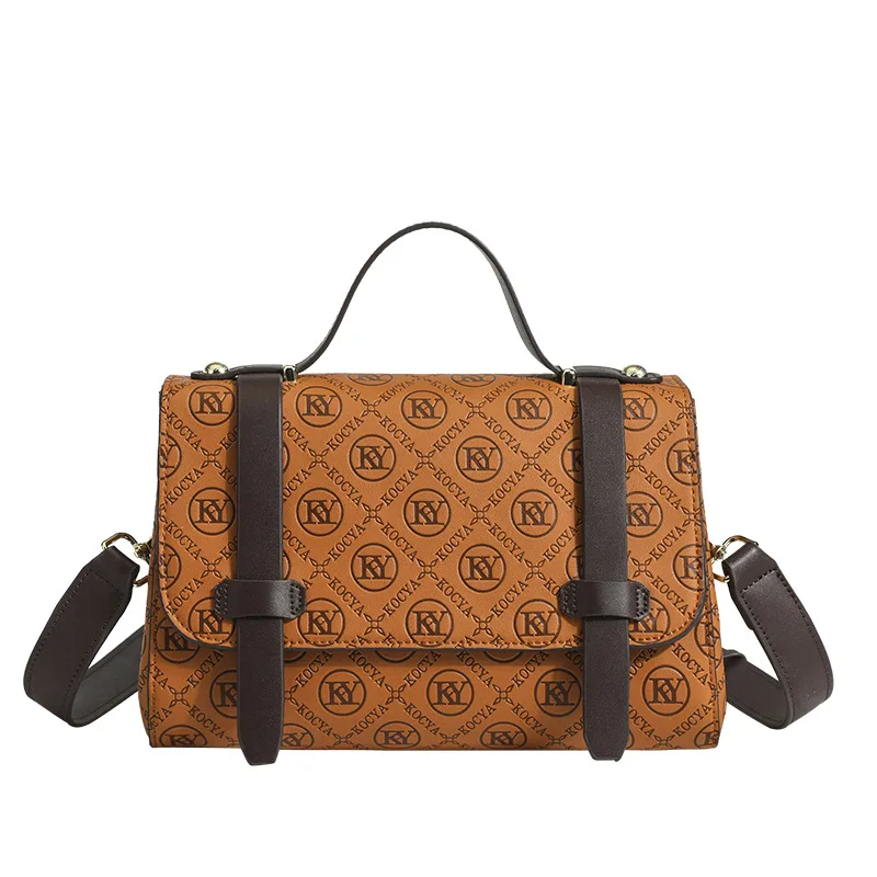 

Luxury Brand Women's Bag PVC+Cowhide Embossed Cambridge Handbag 2023 New Fashion Retro One-Shoulder Satchels