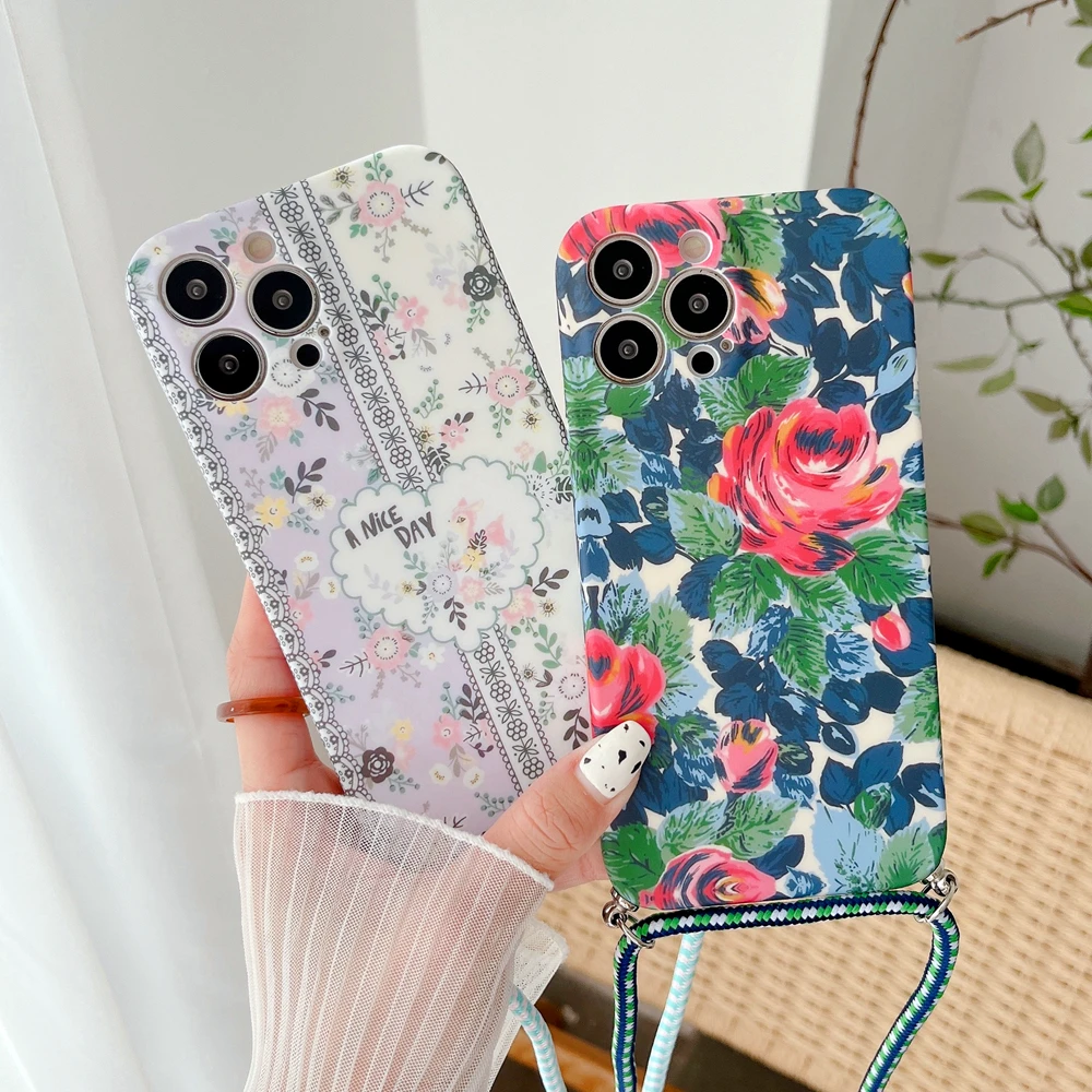 Vintage Flower Crossbody Lanyard Cord Phone Case for iPhone 13 11 12 14 Pro X XS Max XR 7 8 Plus Protection Soft Back Cover Bag 
Vintage Flower Crossbody Lanyard Cord Phone Case for iPhone 13 11 12 14 Pro X XS Max XR 7 8 Plus Protection Soft Back Cover Bag