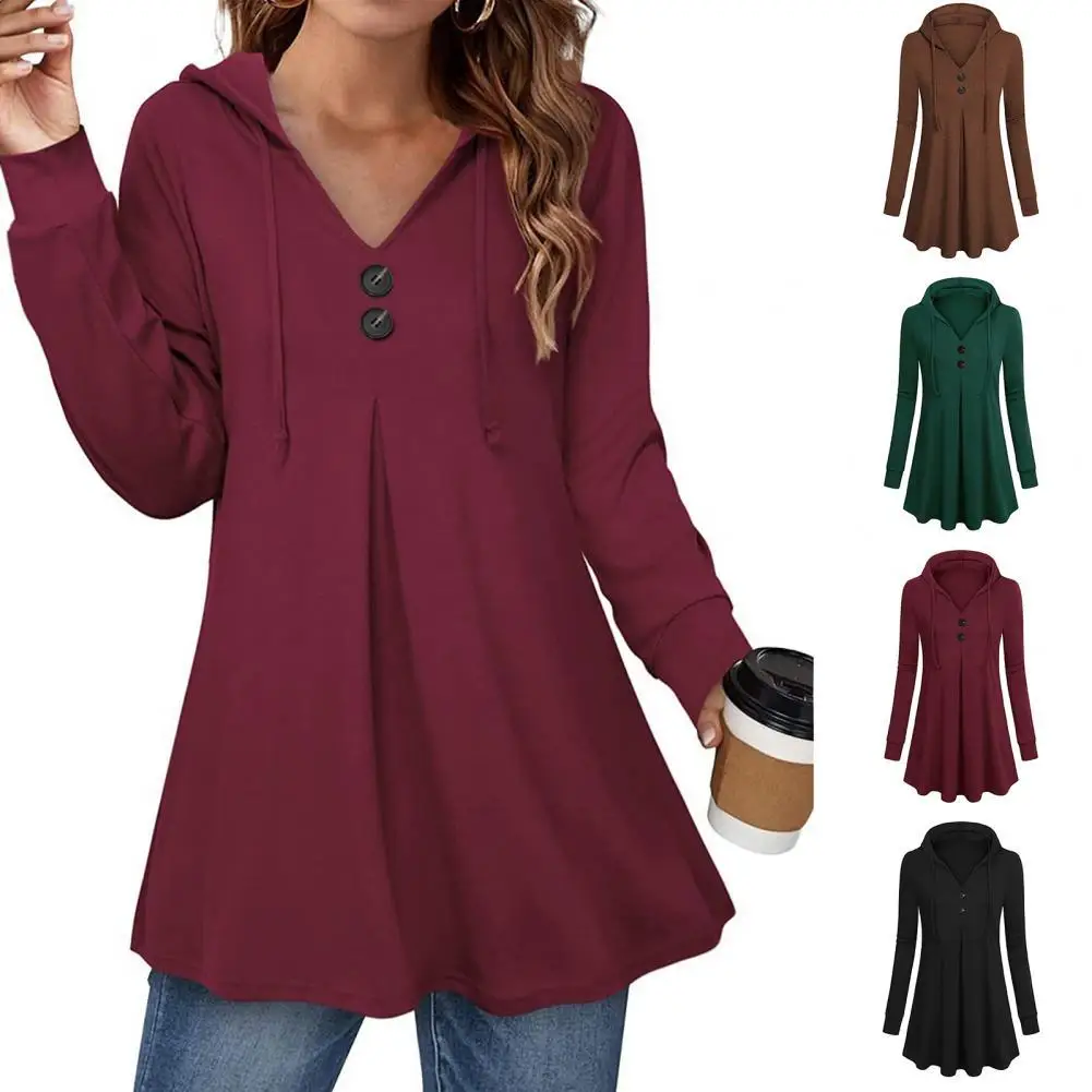 Women Top Solid Color Hooded Drawstring Elastic Cuff Lady Shirt for Daily Wear
Women Top Solid Color Hooded Drawstring Elastic Cuff Lady Shirt for Daily Wear