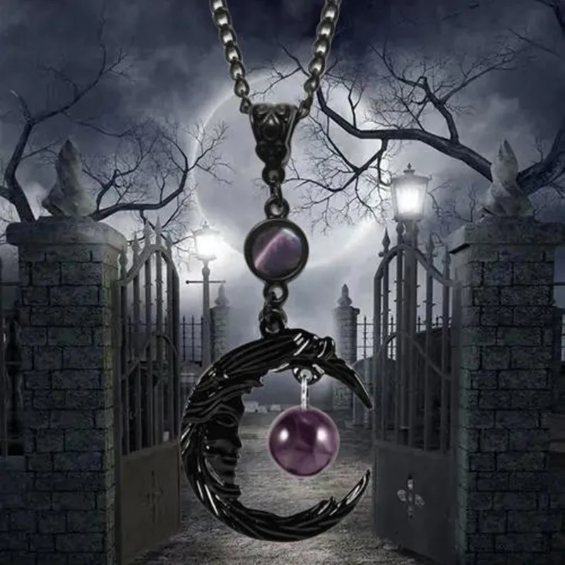 Gothic Black Moon Purple Crystal Pendant Necklace Mysterious Magic Witch Jewelry Macabre Women's Party Talisman Gift
Gothic Black Moon Purple Crystal Pendant Necklace Mysterious Magic Witch Jewelry Macabre Women's Party Talisman Gift