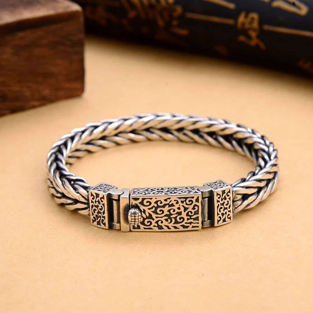 S925 Sterling Silver Men's Thai Handwoven Thai Silver Bracelet Personalized Trendy Retro Men's and Women's Gift for Boys
S925 Sterling Silver Men's Thai Handwoven Thai Silver Bracelet Personalized Trendy Retro Men's and Women's Gift for Boys