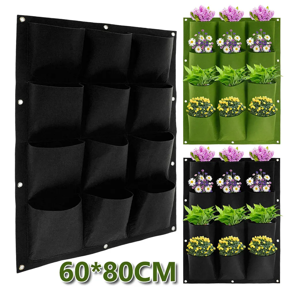 12 Pockets Wall Hanging Planting Bags Black Flower Pot Grow Bag Garden Planter Vertical Hanging Plant Pot Home Garden Decor
12 Pockets Wall Hanging Planting Bags Black Flower Pot Grow Bag Garden Planter Vertical Hanging Plant Pot Home Garden Decor