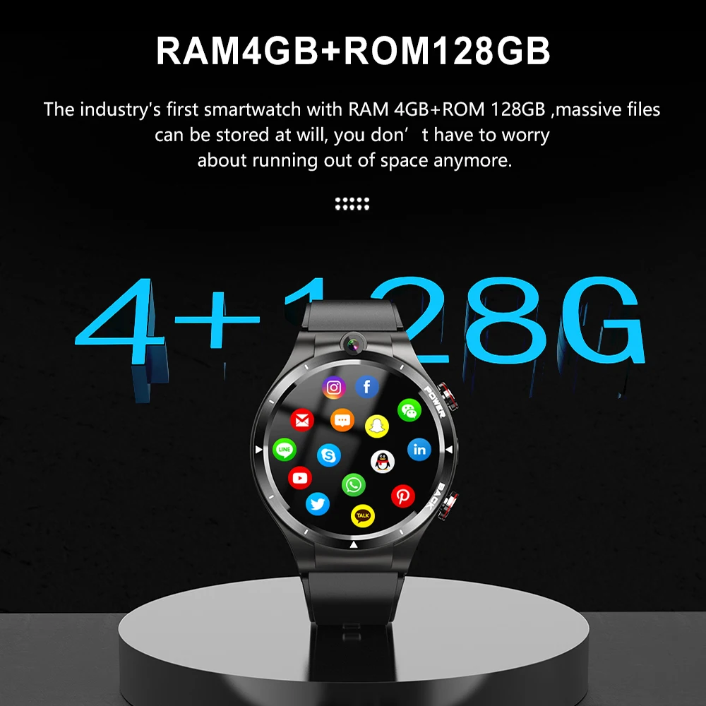 LEMFO LEM15 Smartwatch GPS LTE 4G Smart Watch Android 10 128GB SIM Card WiFi Dual Camera 900mAh Battery 2022 for Men 1.6 Inch |