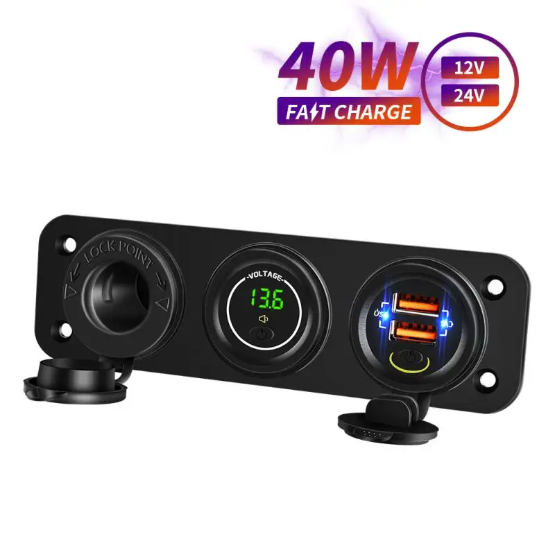 12V Waterproof USB Socket fast Charger Dual Port Car quick Charger With Voltmeter LED Adapter Cigarette Lighter car accessories
12V Waterproof USB Socket fast Charger Dual Port Car quick Charger With Voltmeter LED Adapter Cigarette Lighter car accessories