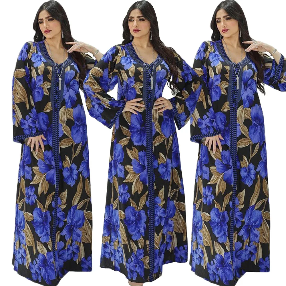

Dubai Muslim Abaya Printed Long Dress Women Arabic Ethnic Turkey Islam Vestidos Moroccan Caftan Jalabiya Middle East Middle East