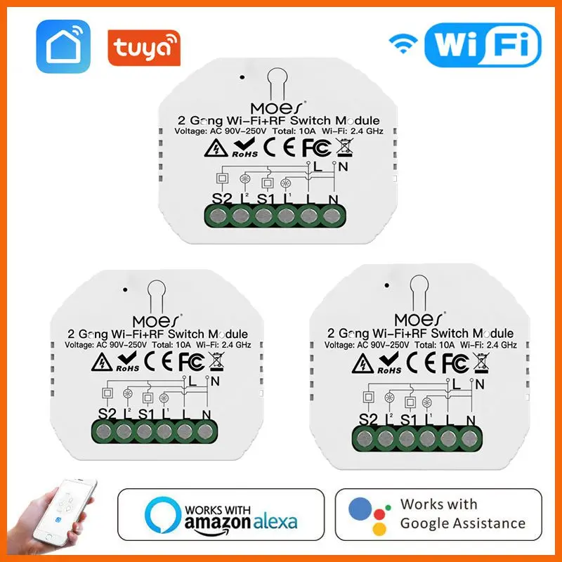 WiFi+RF433 Smart Light Switch Module Breaker Smart Life Tuya Remote Control Work With Alexa Google Home 2 Gang 2 Way Control
WiFi+RF433 Smart Light Switch Module Breaker Smart Life Tuya Remote Control Work With Alexa Google Home 2 Gang 2 Way Control