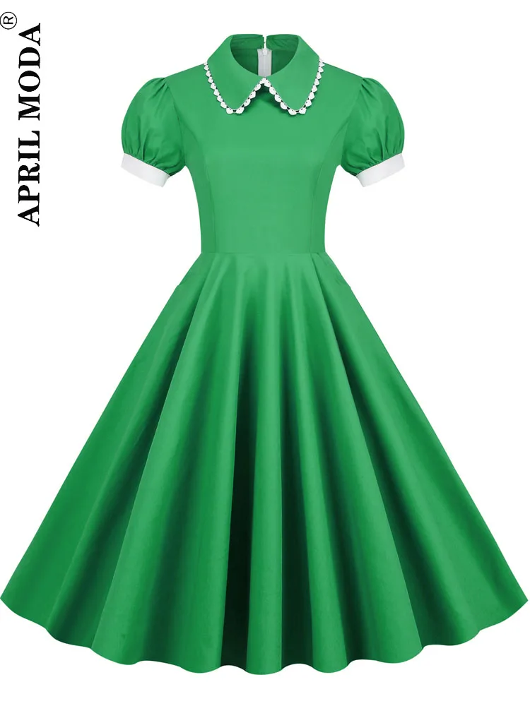 Short Sleeve Green Kawaii Swing Tunic Midi Dresses Women 50s Vintage Runway Sundress Robe Rockabilly Pinup Elegant Party Dresses
Short Sleeve Green Kawaii Swing Tunic Midi Dresses Women 50s Vintage Runway Sundress Robe Rockabilly Pinup Elegant Party Dresses