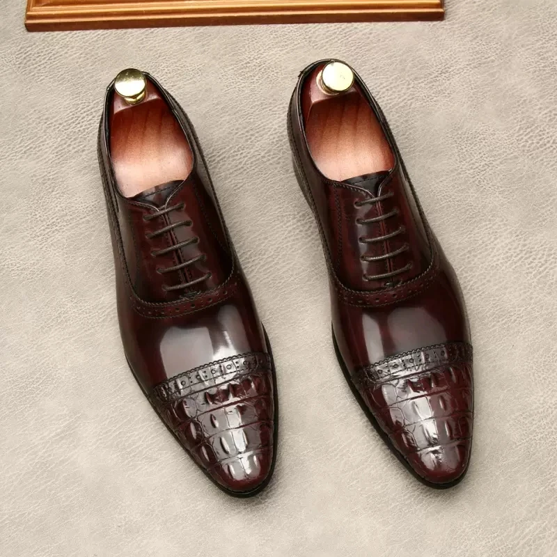 Genuine Leather Pointed Toe Dress Shoes For Men Wedding Business Shoes Lace Up Men Formal Black Wine Red Party Oxford Shoe
Genuine Leather Pointed Toe Dress Shoes For Men Wedding Business Shoes Lace Up Men Formal Black Wine Red Party Oxford Shoe