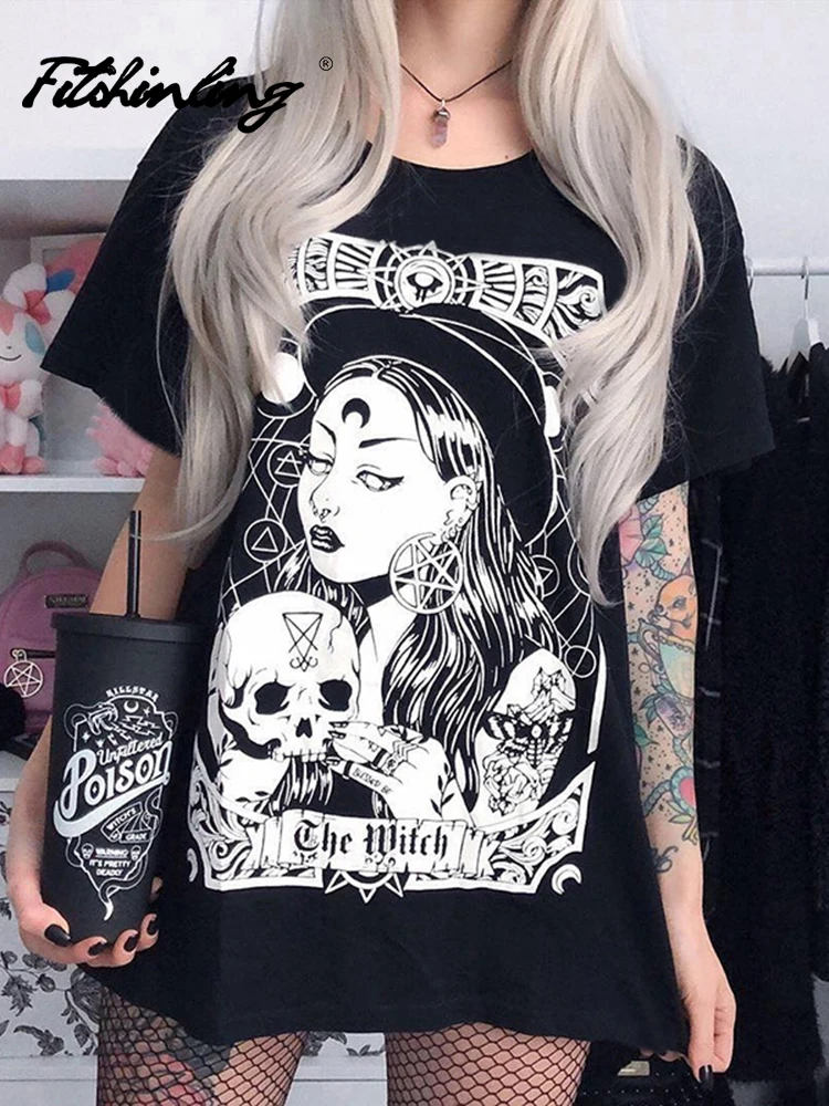 Fitshinling Goth Printed T-Shirt Dark Loose Harajuku Tees Summer Gothic Punk Street Style Fairycore Grunge Tshirt Femme Ropa
Fitshinling Goth Printed T-Shirt Dark Loose Harajuku Tees Summer Gothic Punk Street Style Fairycore Grunge Tshirt Femme Ropa