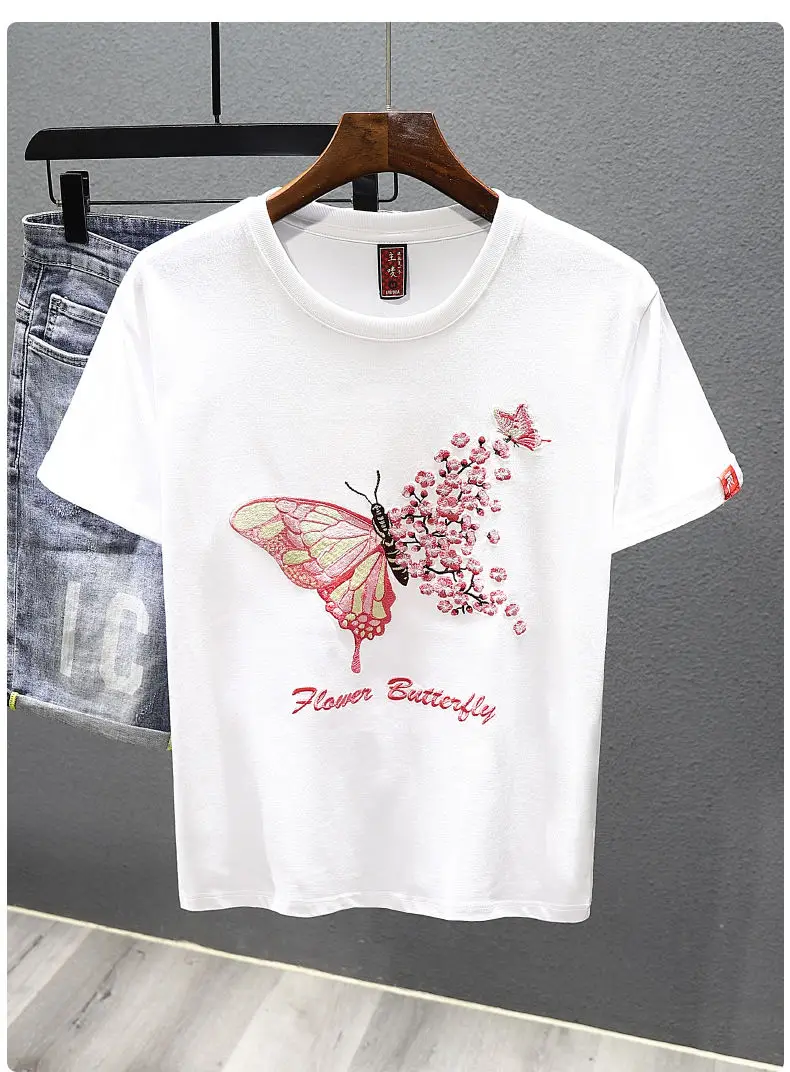 Spring Summer Harajuku Pure Cotton Butterfly Plum Embroidery Short Sleeve T Shirt For Men And Women Y2K Couple Fashion T Shirts
Spring Summer Harajuku Pure Cotton Butterfly Plum Embroidery Short Sleeve T Shirt For Men And Women Y2K Couple Fashion T Shirts