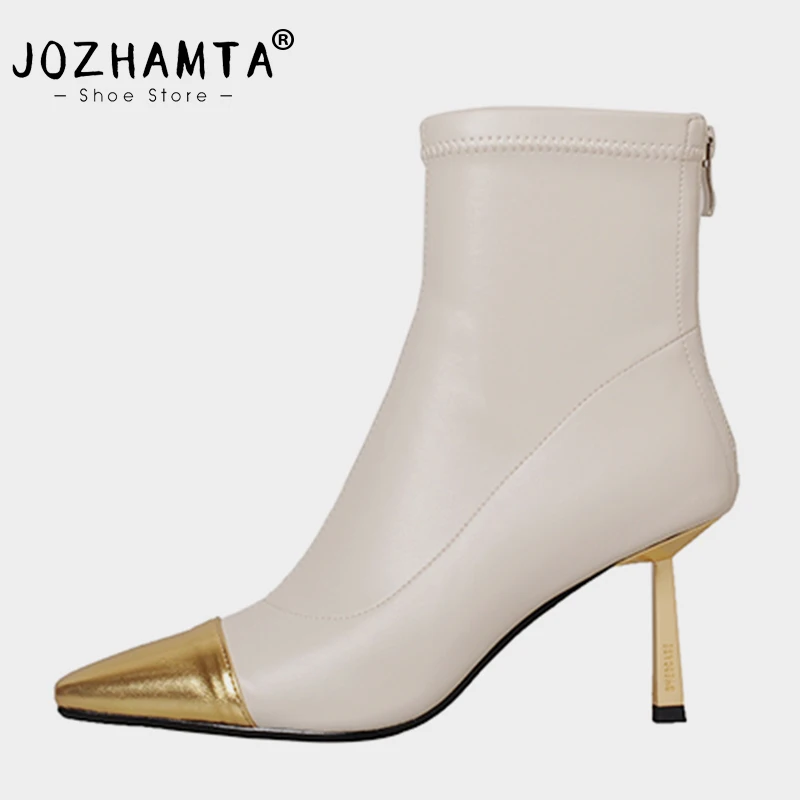 JOZHAMTA Size 34-42 Women Ankle Boots Genuine Leather Sexy Thin High Heels For Women Winter Shoes Square Toe Dress Stretch Boots 
JOZHAMTA Size 34-42 Women Ankle Boots Genuine Leather Sexy Thin High Heels For Women Winter Shoes Square Toe Dress Stretch Boots