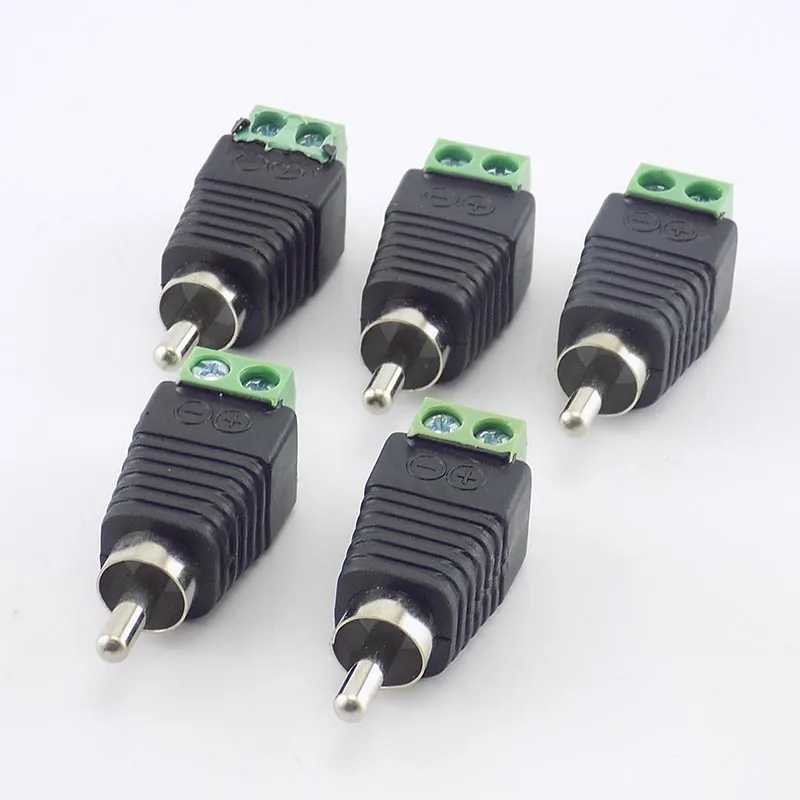 

5pcs/lot CCTV Phono RCA Male Plug TO AV Terminal Connector Video AV Speaker Wire cable to Audio Male RCA Connector Adapter C4