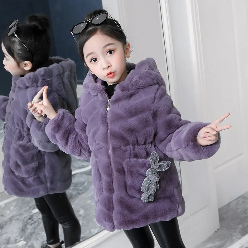 

Little Girls Velvet Coats Kids Wadded Jacket Children Cotton-Padded Clothes Outerwear Baby Snowsuit Imitation Fur