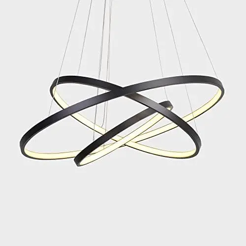 

Modern LED Chandelier Lighting Dimmable Ceiling Dining Room Chandeliers Contemporary Living Room Light Fixtures Hanging 3 Ring F