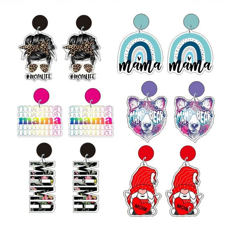 Acrylic Hoop Earrings Mama Bear Heart Drop Earrings Mother's Day Crafts Dangle Acrylic Jewelry for Women Gift
Acrylic Hoop Earrings Mama Bear Heart Drop Earrings Mother's Day Crafts Dangle Acrylic Jewelry for Women Gift