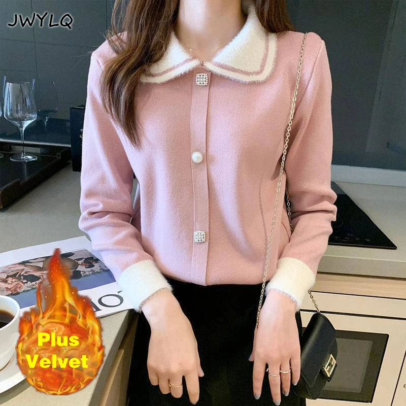 Autumn Winter Thicken Warm Peter Pan Collar Pullover Sweater Women Korean Sweet Long Sleeves Pink Sweaters New Loose Knitted Top
Autumn Winter Thicken Warm Peter Pan Collar Pullover Sweater Women Korean Sweet Long Sleeves Pink Sweaters New Loose Knitted Top