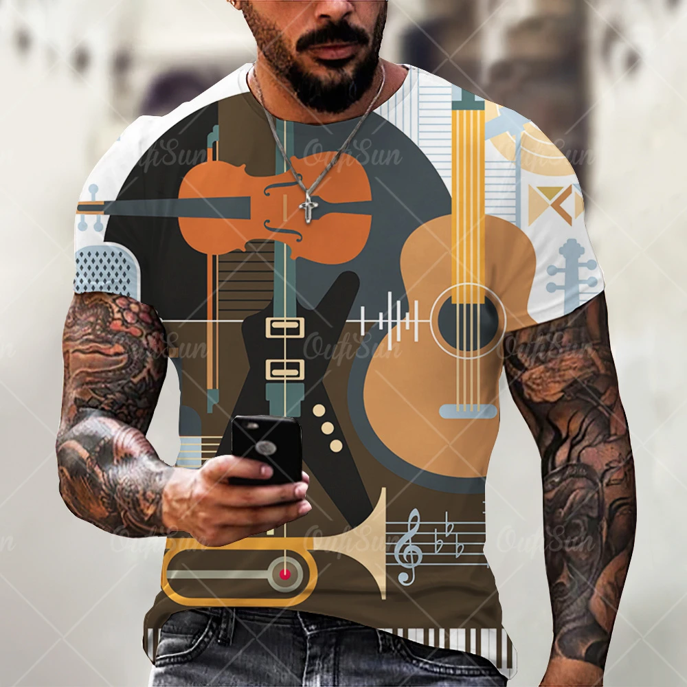 Men's Short Sleeved T-Shirt, Casual Round Neck Shirt, With 3D Notes, Piano Keys, Fashion, Oversized, Summer, 2022
Men's Short Sleeved T-Shirt, Casual Round Neck Shirt, With 3D Notes, Piano Keys, Fashion, Oversized, Summer, 2022