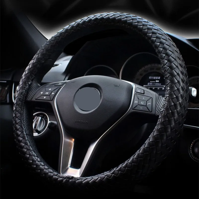 Braid Leather Car Steering Wheel Cover Universal 15 Inch Steering Cover Anti-Slip Durable Black Mesh Steering Wheel Cover
Braid Leather Car Steering Wheel Cover Universal 15 Inch Steering Cover Anti-Slip Durable Black Mesh Steering Wheel Cover