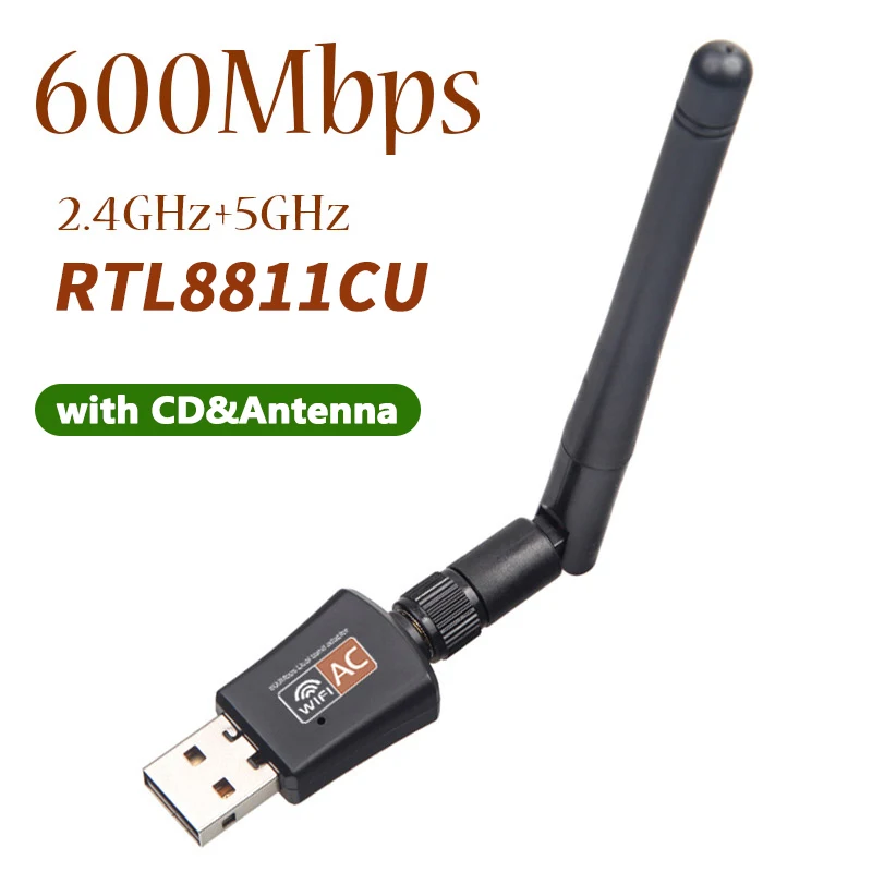 600Mbps WiFi Adapter Dual Band 5Ghz&2.4GHz Wireless Network Cards with Antenna USB WiFi for PC Desktop Laptop Ethernet Receiver
600Mbps WiFi Adapter Dual Band 5Ghz&2.4GHz Wireless Network Cards with Antenna USB WiFi for PC Desktop Laptop Ethernet Receiver