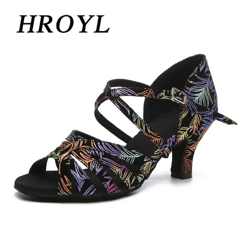 

New HROYL Women Latin dance shoes Female salsa sandal Soft Sole Ladies Ballroom tango samba Party dance shoes 6/7.5/8.5/10cm