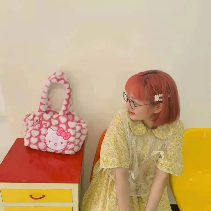 

Kawaii Sanrio сумка Hello Kitty мультфильм милый аниме Студенческая сумка через плечо украшение большой емкости портативные девушки рождественские подарки