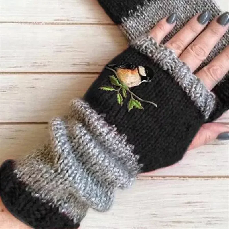 Birds Gloves Wool knitting Fingerless Gloves Women Knitted Block Splice Mittens Finger Free Glove for Women Girls
Birds Gloves Wool knitting Fingerless Gloves Women Knitted Block Splice Mittens Finger Free Glove for Women Girls