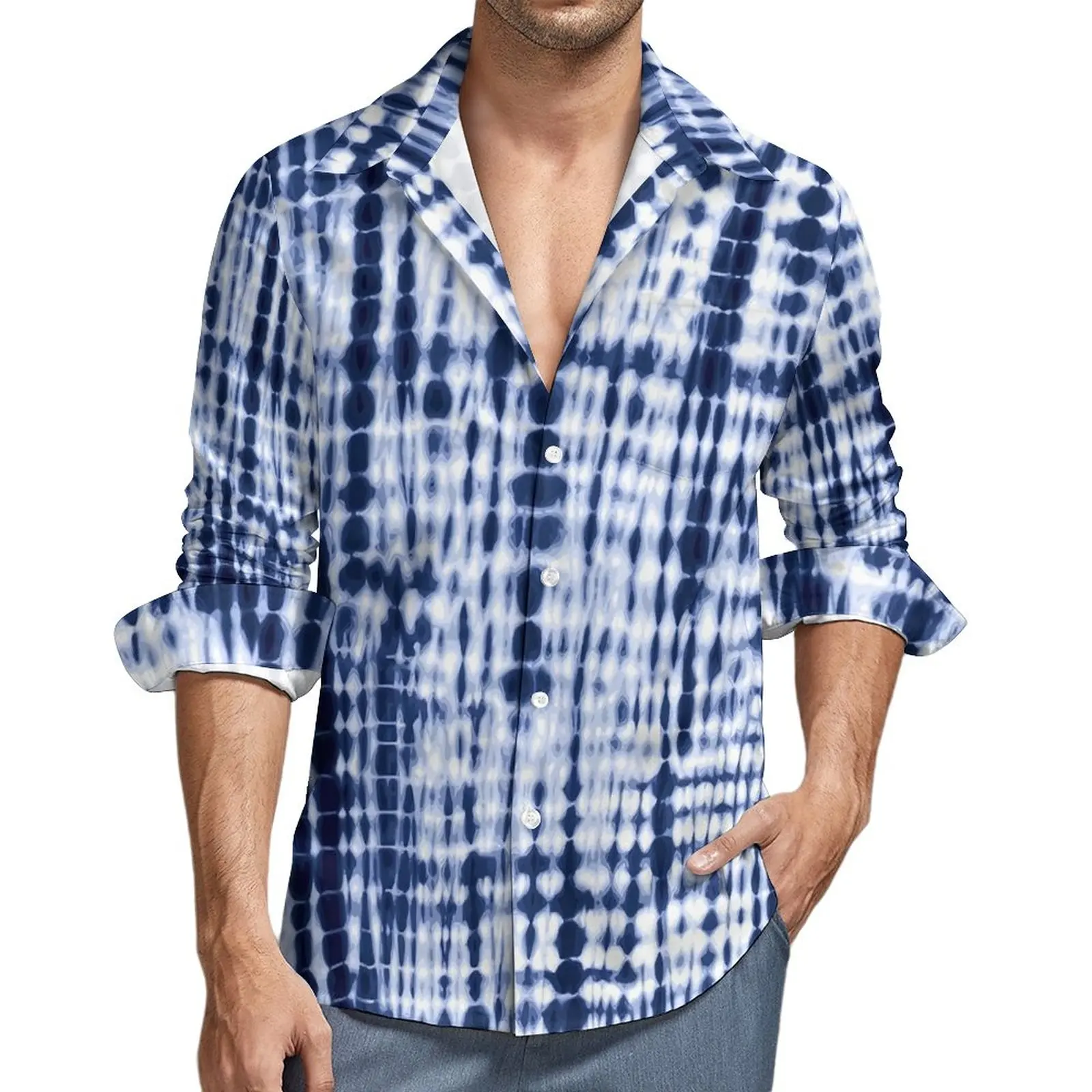 Blue Tie Dye Casual Shirts Men Vintage Print Shirt Long Sleeve Loose Stylish Blouses Spring Graphic Clothing Big Size 3XL 4XL
Blue Tie Dye Casual Shirts Men Vintage Print Shirt Long Sleeve Loose Stylish Blouses Spring Graphic Clothing Big Size 3XL 4XL