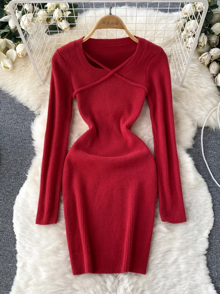 Hikigawa Chic Fashion Sweet Elegant Autumn Square Collar Long Sleeve Knitted Dresses For Women Solid Sexy WrapHip Vestidos Mujer
Hikigawa Chic Fashion Sweet Elegant Autumn Square Collar Long Sleeve Knitted Dresses For Women Solid Sexy WrapHip Vestidos Mujer