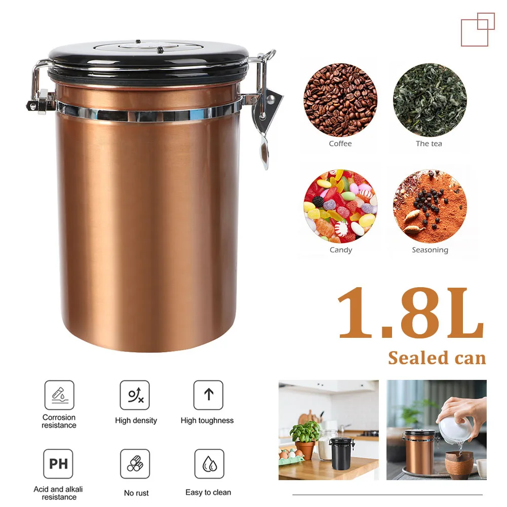 1.8L Airtight Coffee Container - Stainless Steel CO2 Valve Storage Canister With Scoop - Keeps Your Coffee Fresh Flavorful
1.8L Airtight Coffee Container - Stainless Steel CO2 Valve Storage Canister With Scoop - Keeps Your Coffee Fresh Flavorful