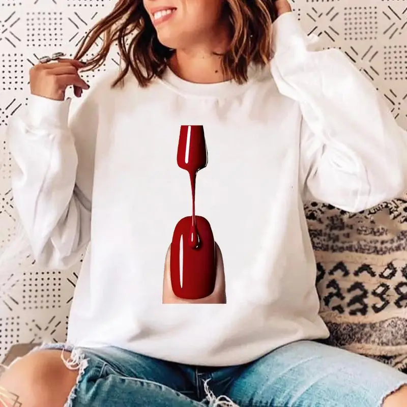Woman O-neck Nail Art Sweet Fingernail Casual Clothing Pullovers Ladies Spring Autumn Winter Hoodies Womens Female Sweatshirts
Woman O-neck Nail Art Sweet Fingernail Casual Clothing Pullovers Ladies Spring Autumn Winter Hoodies Womens Female Sweatshirts
