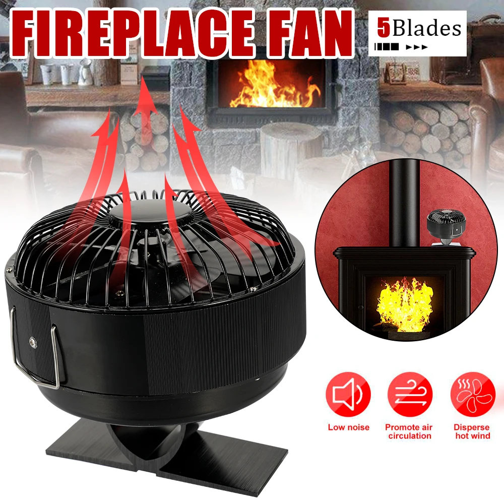 

5 Blade Fireplace Fan Independent Log Burner Environmental Friendly Quiet Fireplace Fan Efficient Heat Energy Distribution