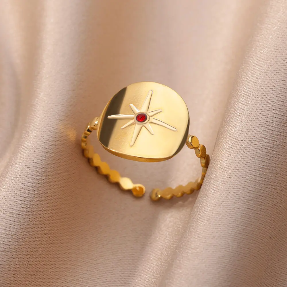 Vintage Pentagram Star Ring For Women Gold Color Stainless Steel Open Adjustable Round Finger Rings Trendy Jewelry Bijoux Femme
Vintage Pentagram Star Ring For Women Gold Color Stainless Steel Open Adjustable Round Finger Rings Trendy Jewelry Bijoux Femme