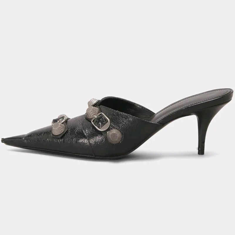 MKKHOU Fashion Muller Shoes Women New High Quality Real Leather Pointed Rivet Thin Heel 8cm High Heel Modern Slippers
MKKHOU Fashion Muller Shoes Women New High Quality Real Leather Pointed Rivet Thin Heel 8cm High Heel Modern Slippers