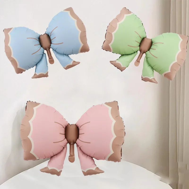 Большие розовые синие матовые шары из алюминиевой пленки с бантом украшение для