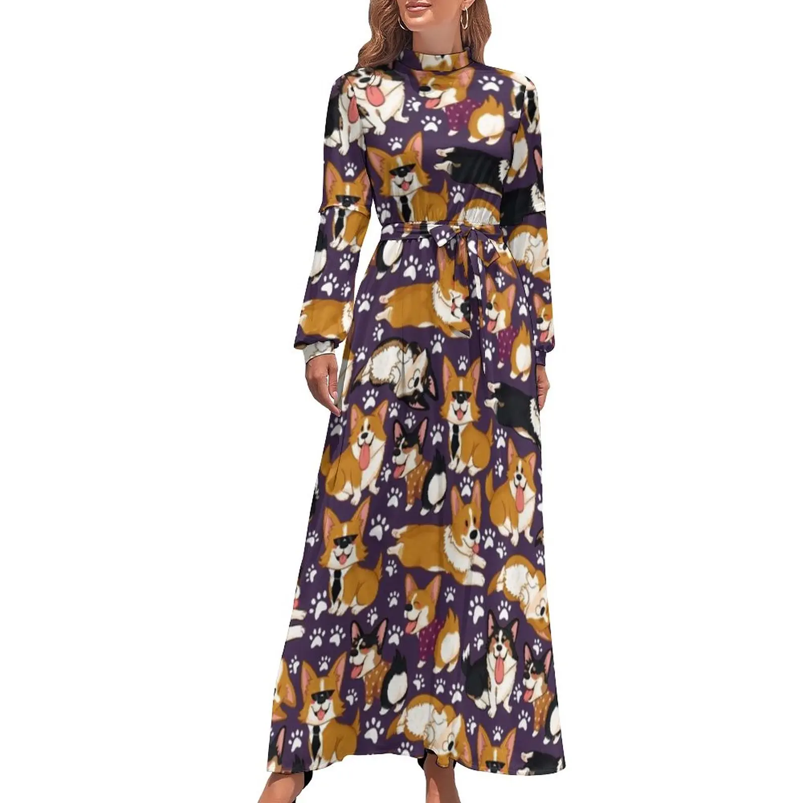 Cute Dog Pattern Dress Long Sleeve Mixed Corgi Print Graphic Sexy Maxi Dress High Waist Streetwear Beach Long Dresses Vestido
Cute Dog Pattern Dress Long Sleeve Mixed Corgi Print Graphic Sexy Maxi Dress High Waist Streetwear Beach Long Dresses Vestido