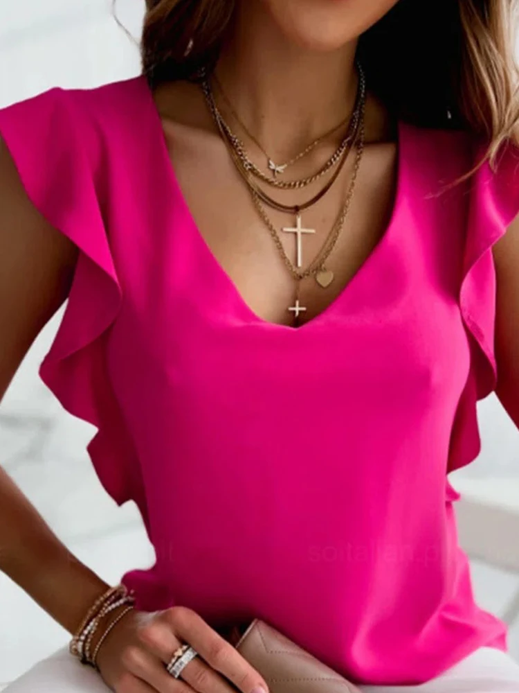 Summer V Neck Printed Butterfly Sleeve Blouses Elegant Casual Simple Office Commuter Tops New Women All-match Loose Shirt Blusas
Summer V Neck Printed Butterfly Sleeve Blouses Elegant Casual Simple Office Commuter Tops New Women All-match Loose Shirt Blusas