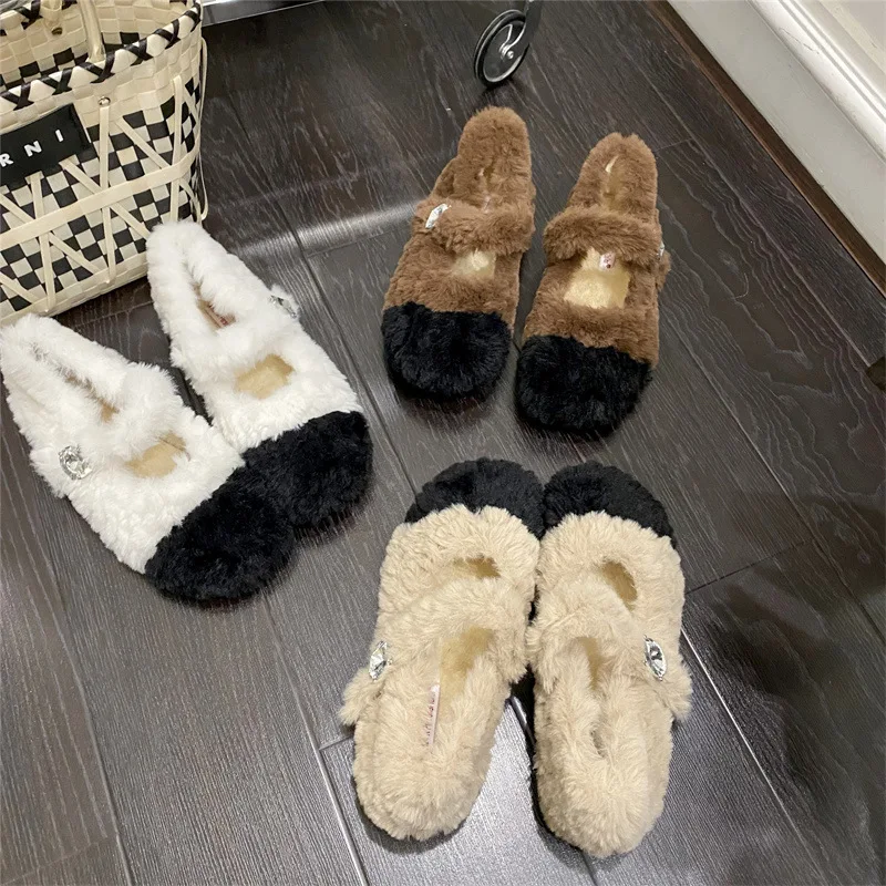 Round Head Warm Plush Women Shoes Fashion Winter Mary Janes Metal Buckle Cover Heel Flats Soft Sole Slip-on Zapatos Mujer
Round Head Warm Plush Women Shoes Fashion Winter Mary Janes Metal Buckle Cover Heel Flats Soft Sole Slip-on Zapatos Mujer