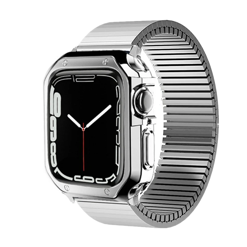Case+Elastic Stainless Steel Strap For Apple Watch 7 Bracelet 45mm 41mm Expansion Band for iWatch SE 6 5 4 3 44mm 40mm 42mm 38mm
Case+Elastic Stainless Steel Strap For Apple Watch 7 Bracelet 45mm 41mm Expansion Band for iWatch SE 6 5 4 3 44mm 40mm 42mm 38mm