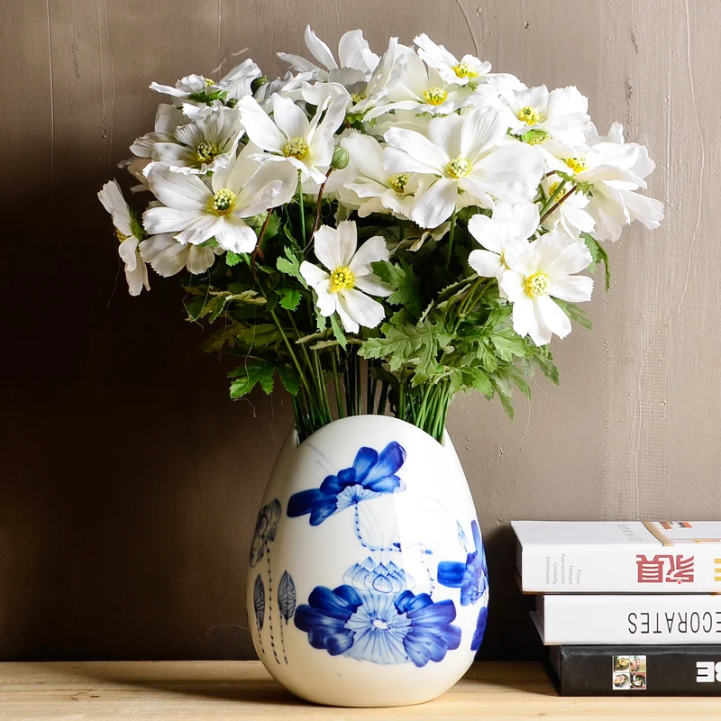 

Ceramic Hand-Painted Blue and White Porcelain Charm of Lotus Lucky Bamboo Small Vase Flower Arrangement Hydroponic Living Room