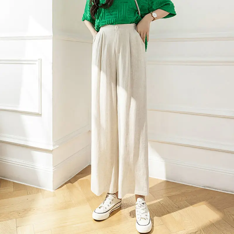 New 2022 Summer Women Cotton Linen High Waist Wide Leg Pants Casual Loose Ankle-length Pants Women Clothes Button Fly M65
New 2022 Summer Women Cotton Linen High Waist Wide Leg Pants Casual Loose Ankle-length Pants Women Clothes Button Fly M65